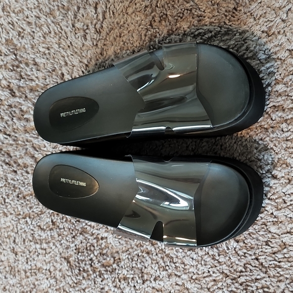 Pretty Little Things black platform sandals-4 - Picture 2 of 10